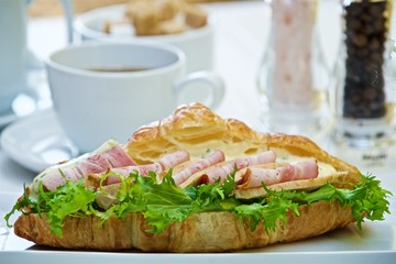 morning delicious ham sandwich