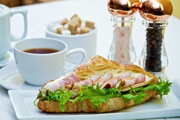 morning delicious ham sandwich