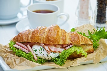 morning delicious ham sandwich