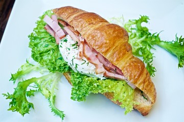 morning delicious ham sandwich