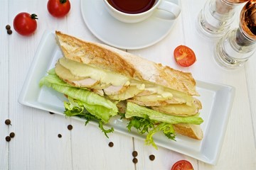 chicken sandwich on a light background