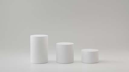 Empty steps cylinder on white background. 3D rendering. - obrazy, fototapety, plakaty
