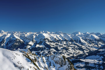 Fototapeta na wymiar Panorama from the observation platform of the Stockhorn mountain