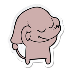 sticker of a cartoon smiling elephant
