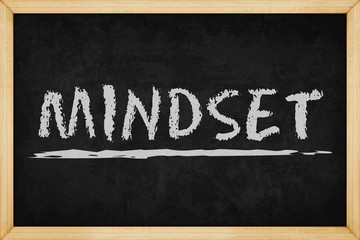 Mindset chalk text with hand drawn style on blackboard , Concept design for presentations and reports