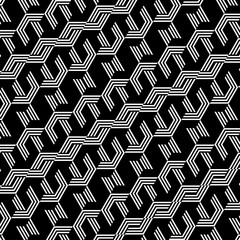 Abstract black and white hexagon pattern background.