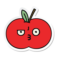 sticker of a cute cartoon red apple