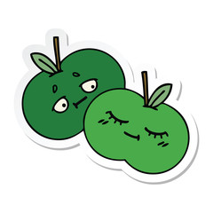 sticker of a cute cartoon apples