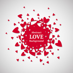 Abstract Round Love Background With Red Hearts