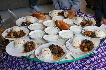 Turkey dining table, a Turkish family eating dinner,