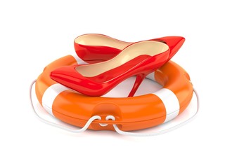 Red heels with life buoy