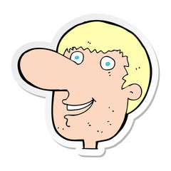 sticker of a cartoon happy male face