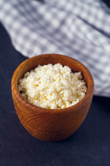 cottage cheese on black stone surface