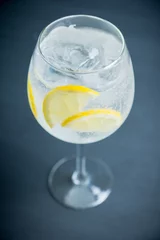 Foto op Plexiglas Gin based cocktail in wine glass. Selective focus. Shallow depth of field. © maxandrew