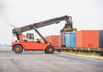 handlers Containers are picking up Train container truck Freight train