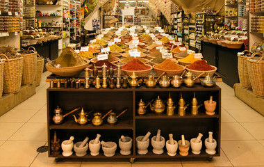 The Arabic suq in the historic old city of Jerusalem, Israel., Middle East