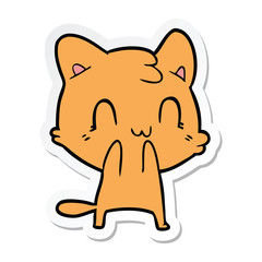 sticker of a cartoon happy cat
