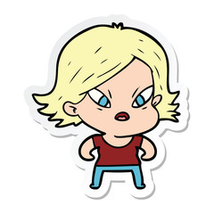 sticker of a cartoon stressed woman