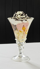 Ice cream with whipped cream in the cup