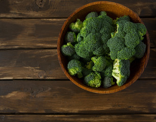 broccoli on wooden table