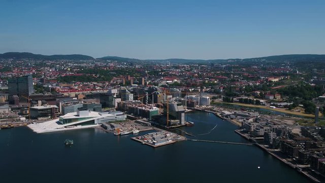 Aerial Norway Oslo June 2018 Sunny Day 30mm 4K Inspire 2 Prores  Aerial video of downtown Oslo in Norway on a beautiful sunny day.