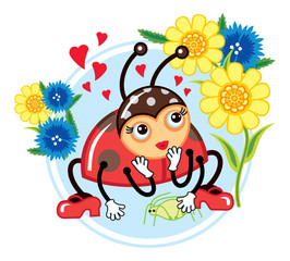 Naklejka premium Cute cartoon ladybug. Children illustration.