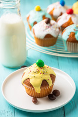 Kids party with coloful cupcakes