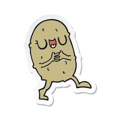sticker of a cartoon happy potato
