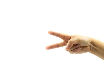 Hands showing gestures on white background