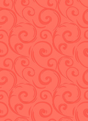 Living Coral color background . Main trend concept. Linear seamless pattern. Stylish decor with elegant lines and curls.