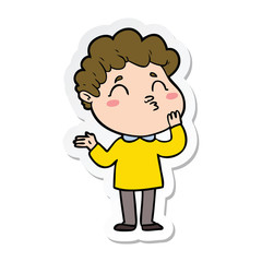 Obraz premium sticker of a cartoon man pouting