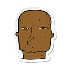 sticker of a cartoon bald tough guy