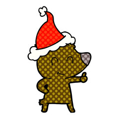 female bear comic book style illustration of a wearing santa hat