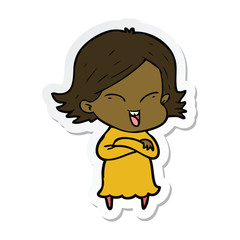 sticker of a happy cartoon girl