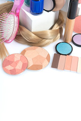 make up products, still life on white