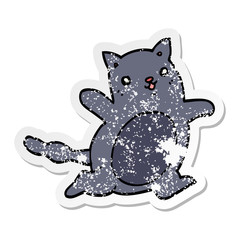 distressed sticker of a cartoon cat