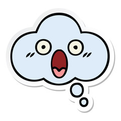 sticker of a cute cartoon thought bubble