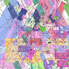 The abstract image of colored geometric shapes