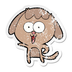distressed sticker of a cute cartoon dog