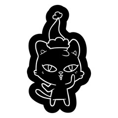 cartoon icon of a cat wearing santa hat