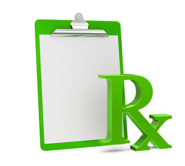 Clipboard with RX Prescription Medicine Symbol Isolated