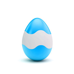 Easter egg with blue and white pattern. 3D Rendering
