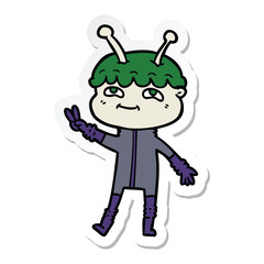 sticker of a friendly cartoon spaceman