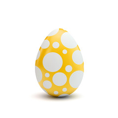 Easter egg with yellow and white pattern. 3D Rendering