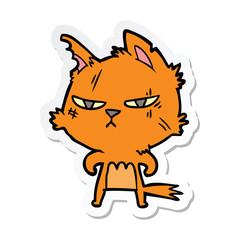 sticker of a tough cartoon cat