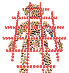 Cartoon Crowd Figure, Red Prison