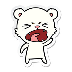 sticker of a angry cartoon polar bear