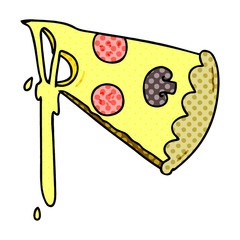 quirky comic book style cartoon slice of pizza