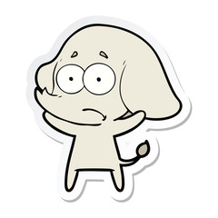 sticker of a cartoon unsure elephant