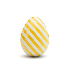 Easter egg with yellow and white pattern. 3D Rendering